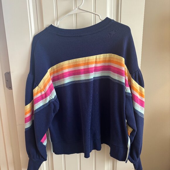 Cabana by Crown & Ivy Navy Rainbow Striped Pullover - Picture 2 of 3